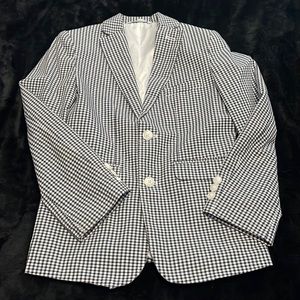 Class Club Boys Navy & White Gingham Blazer/Suit Jacket Sz 10